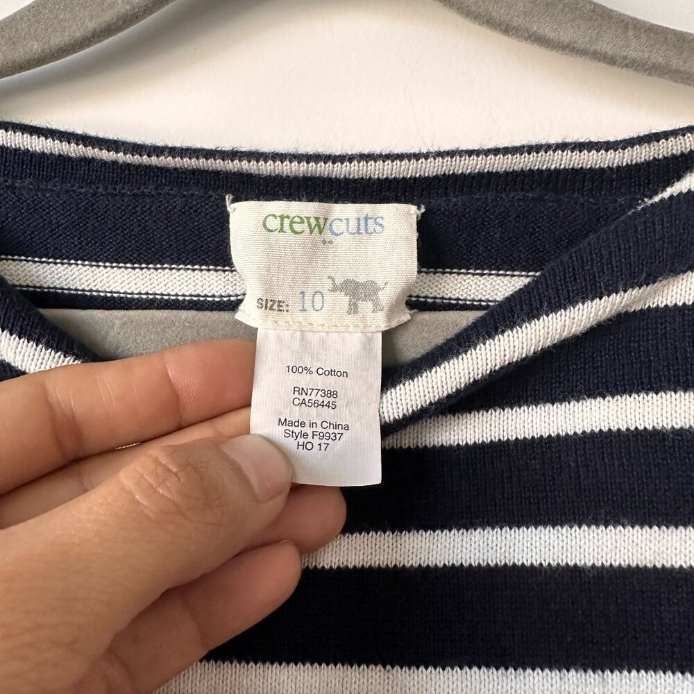 Crewcuts Navy and White Striped Heart Sweater 10 Valentine's Day Long sleeve top - Picture 5 of 6